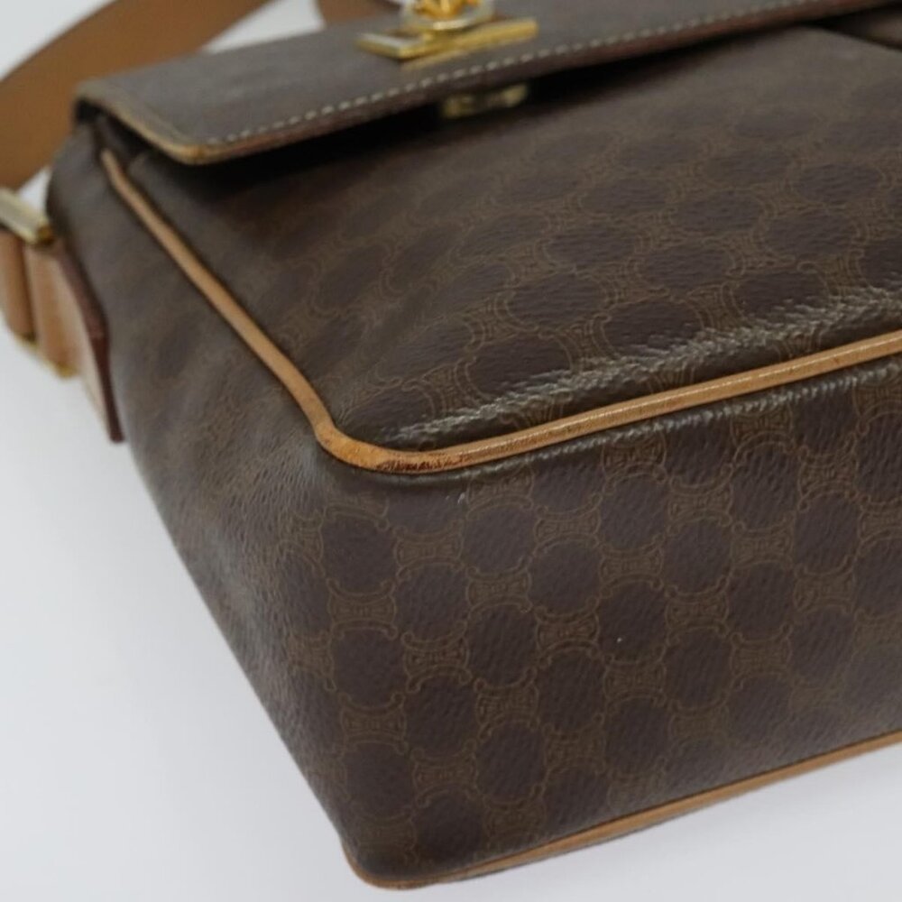 Authentic CELINE Macadam Canvas Shoulder Bag PVC Leather Brown Gold - Picture 16 of 16